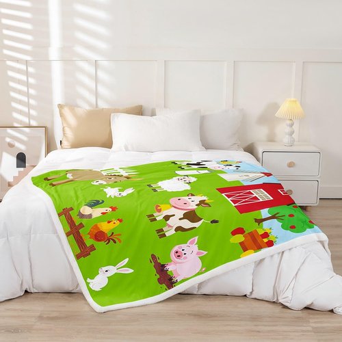 Feelyou Kids Farmhouse Fleece Blankets Children Boys Girls Cartoon Animal Print Throw Blanket Lovely Rabbits Sheep Horse Blanket Luxury Soft for Chair Office Plush Blankets 30"x40"