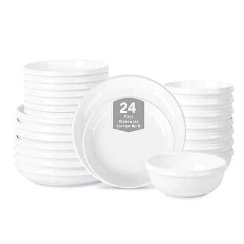Stone Lain Verso 24-Piece Dinnerware Set Porcelain, White