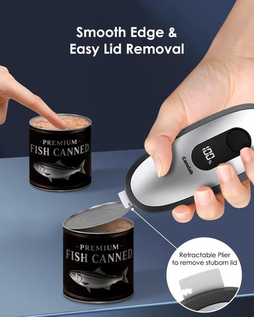 Canslab IRON Rechargeable Electric Can Opener - Hands-Free Operation, Smart Auto Stop & LED Battery Indicator