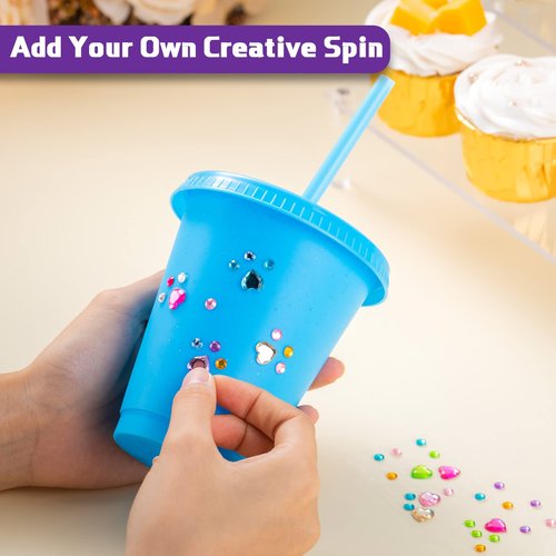 Potchen 72 Pcs Glitter Reusable Tumbler with Straws and Lids, Plastic Cup with Lids and Straws Bulk, Water Bottle Iced Coffee Cold Drink Travel Mug, Colorful Cups for Party Birthdays