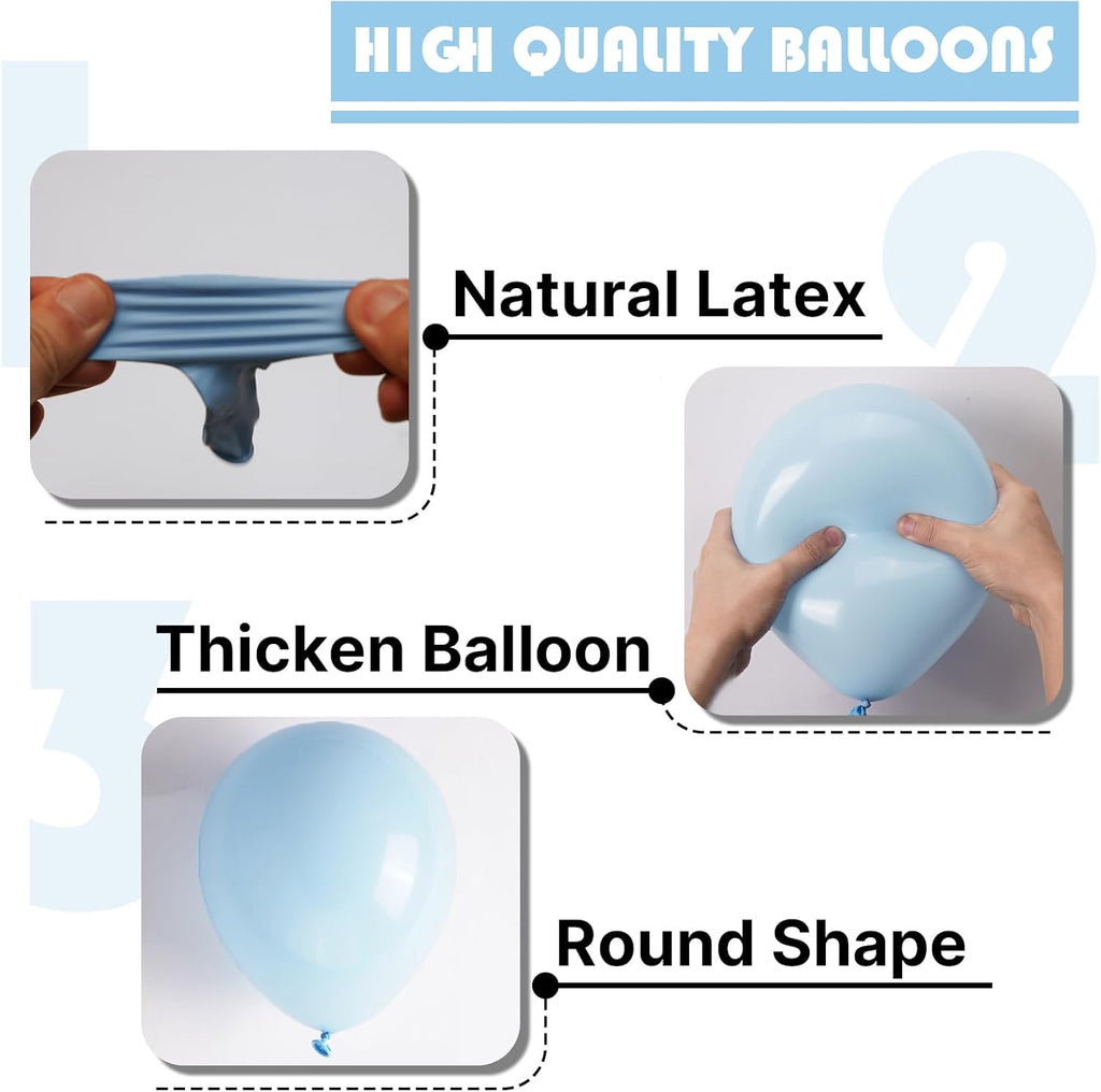 PartyWoo Baby Blue Balloon Arch Kit - 140pcs in 5-18 Inch Sizes for Graduation & Baby Showers