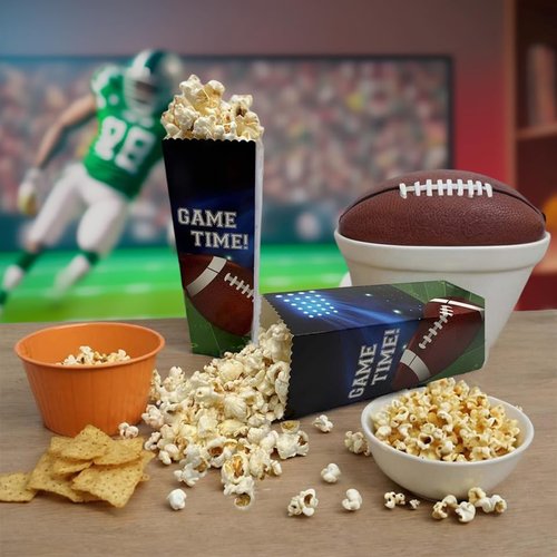 20 PCS Football Party Popcorn Boxes| Popcorn Buckets For Football Party, Birthdays, Tailgate Celebrations, Sport Events| Football theme Popcorn Container Holder | By Bashout