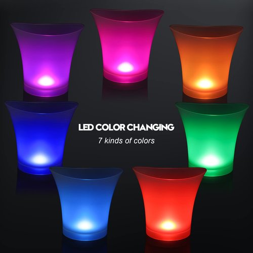 Lounsweer 6 Pcs LED Ice Bucket 5l Large Capacity Drink Buckets for Party Colorful Drink Containers Bulk with Lights for Home Bar Restaurant Chilling Champagne Wine Beer