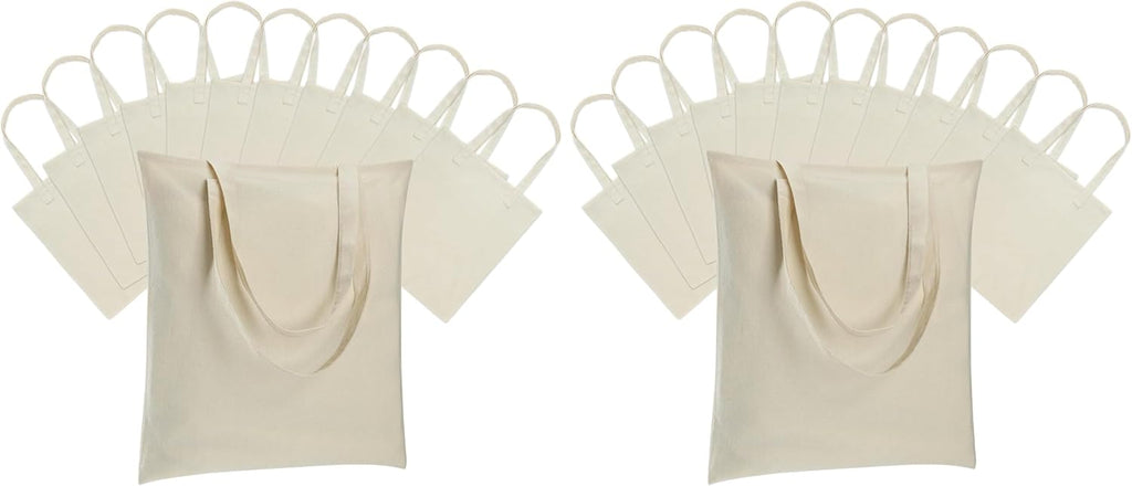 Skiennix 24 Pack Canvas Tote Bags - Lightweight Reusable Grocery Bags for DIY Projects | Beige