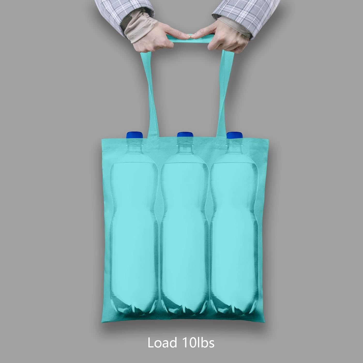 TOPDesign Aqua Blue Cotton Tote Bags - 6-Pack Lightweight Reusable Grocery Bags | Ideal for DIY & Promotions