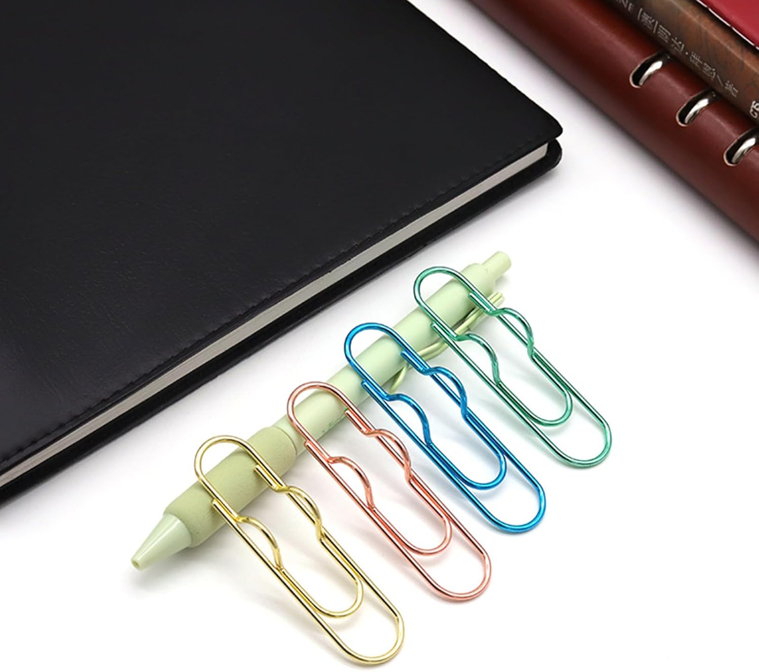 Skiennix 12-Pack Pen Holder Clips - Versatile Loop Holders for Notebooks & Journals | 3 Gold, 3 Rose Gold, 3 Blue, 3 Green