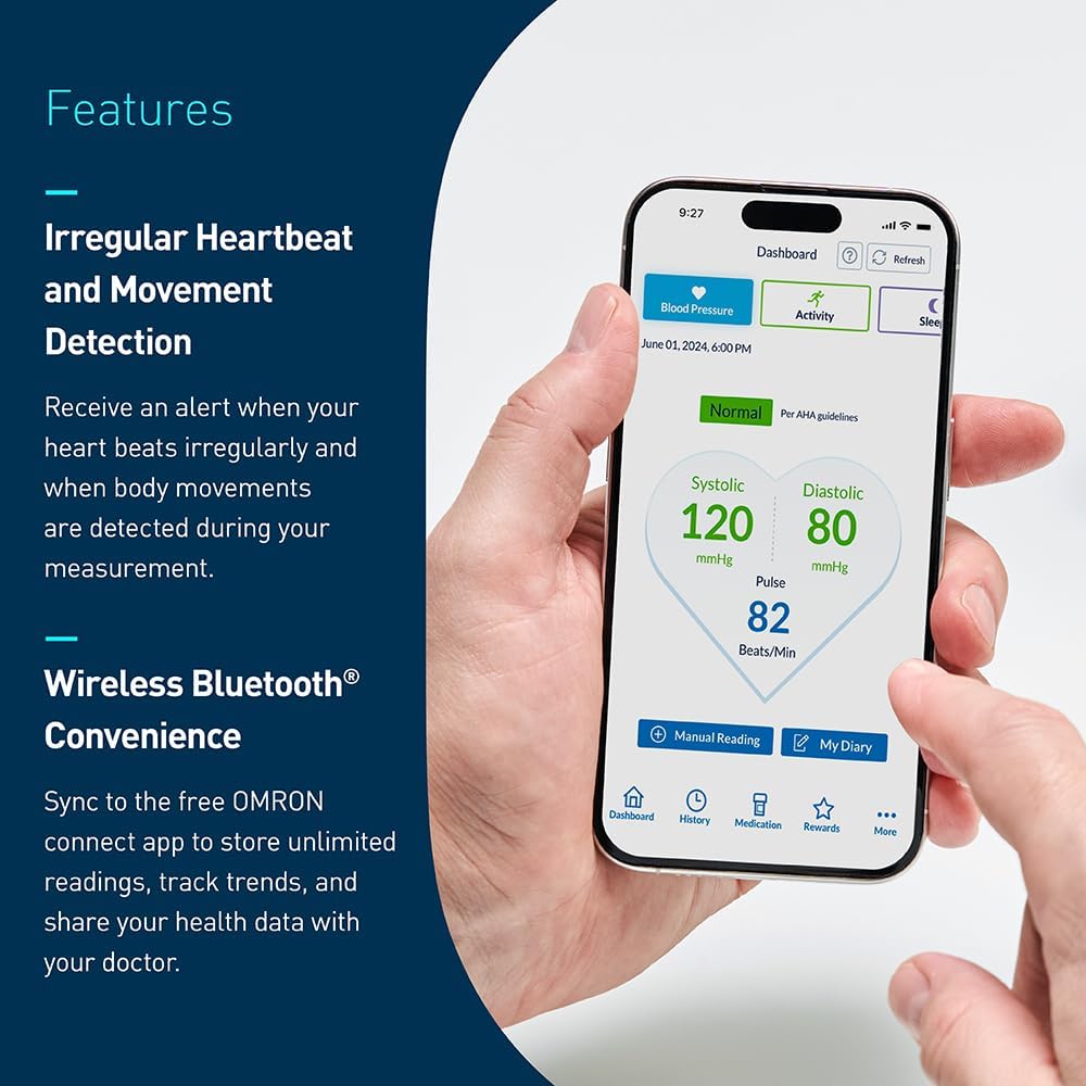 OMRON Blood Pressure Monitor - Clinically Validated Upper Arm Cuff for Home Use - Connect App Enabled
