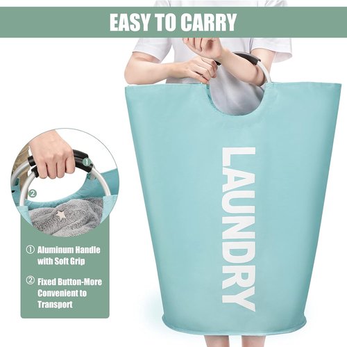 DOKEHOM X-Large Collapsible Laundry Basket - 125L Capacity, Fabric Design in Light Blue | 7 Color Options