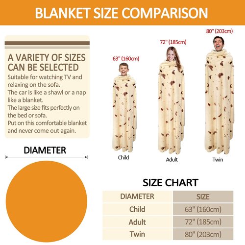 M&C Music Color Tortilla Blanket, 71 in Double Sided Giant Round Funny Blanket for Adults, Teens & Kids