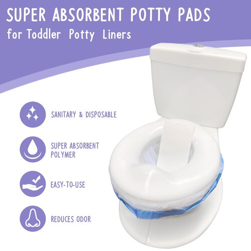 REFLYAWAY 50 Packs Super Absorbent Urine Pads Portable Child Used with Travel Potty Bags Disposable Liners for Toddlers, Toilet Seat for Kids Pee Training