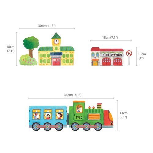 DECOWALL SG3-1404P1405 The Road and Cars Kids Wall Stickers Wall Decals Peel and Stick Removable Wall Stickers for Kids Nursery Bedroom Living Room (Medium) décor