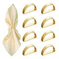 8 Pcs Matt Gold Napkin Rings - Metal Napkin Ring,Stainless Steel Napkin Rings for Table Settings Wedding Christmas Party Dinner Table(Semicircle)