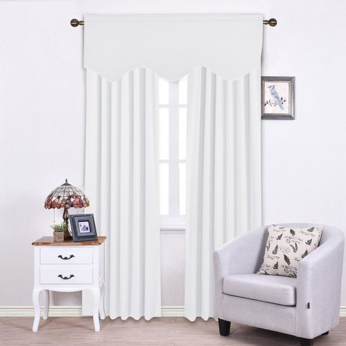 NICETOWN 2 Panels Pure White Blackout Valance Curtains for Bathroom, Rod Pocket Window Covering Thermal Insulated Solid Rod Pocket for Living Room/Basement, 42 x 18 inch Long