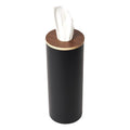 Yamazaki Home Rin Reusable Round Tissue Holder Case, Metal Tissue Container with Wooden Lid - Large - Steel + Wood