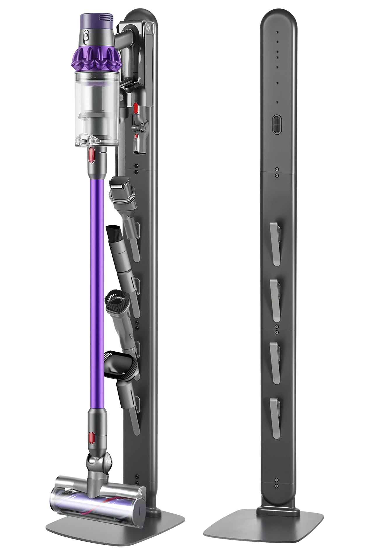 SIOMK Vacuum Stand for Dyson Gen5 V15 V12 V11 V10 V8 V7 V6, No-Drill Standing Dock with Conceal Cables & Space-Saving Design, Stable Metal Organizer for Cordless Cleaner & Attachments, Easy Assembly