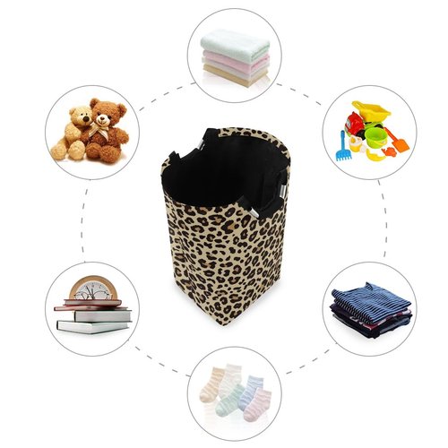 Cheetah Leopard Print Animal Skin Laundry Basket Laundry Hamper Portable Foldable Clothes Organizer with Handles Storage Bag for Kids Room Bathroom bedroom utility room laundry room