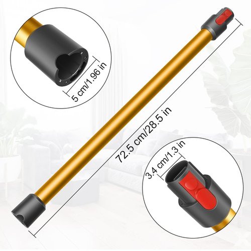 DrRobor Extension Stick Vacuum Replacement Parts for Dyson V7 V8 V10 V11 V15 Vacuum Cleaner, Quick Release Wand Replacement Parts 28.5 in -GOLD