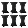 Lemict Cocktail Table Covers - 6 Pack 32x43 Inch Table Cloth - Black Fitted Stretch Spandex Round High Top Tablecloth for Party, Bar, Birthday, Pub, Banquet