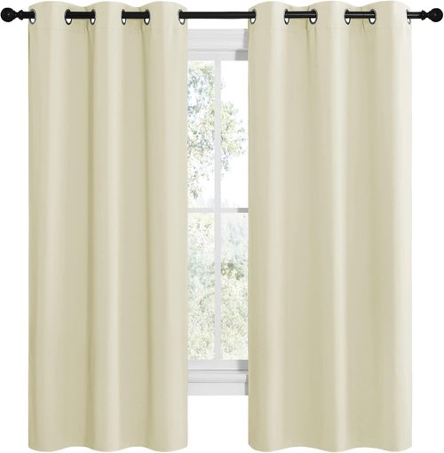 NICETOWN Kitchen Curtains - Thermal Insulated Grommet Room Darkening Draperies | Beige, 2 Panels (W42 x L68)