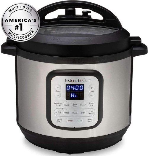 Instant Pot Duo Crisp 11-in-1 Air Fryer & Electric Pressure Cooker - 8QT Black/Stainless Steel, Free Recipe App