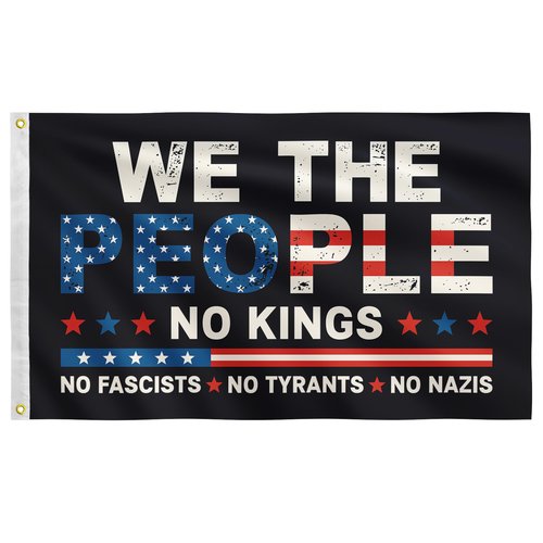 No King No Tyrants Anti Fascist Flag 3x5 FT, We The People Protest Banner for Indoor Outdoor(slogan)