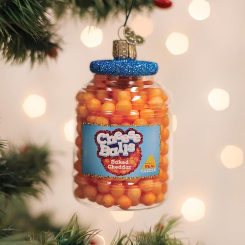 Old World Christmas Cheese Balls Glass Blown Ornament for Christmas Tree, Handcrafted Holiday Decoration, Snack Collection