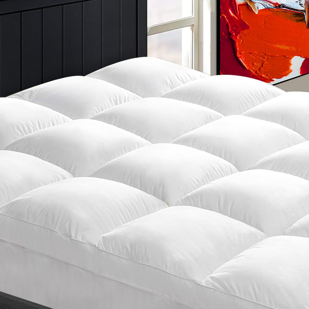 Regine Switzerland Queen Mattress Topper - Extra Thick Plush Pillow Top for Back Pain Relief
