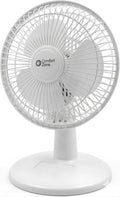 Comfort Zone CZ6D 6" Quiet Portable Indoor 2-Speed Desk Fan with Clip and Fully Adjustable Tilt in White