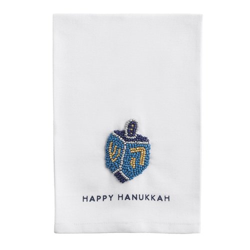Mud Pie Hanukkah Dreidal Beaded Hanukkah Towel