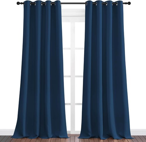 NICETOWN Moroccan Blue Blackout Curtains - 102" Long, 55" Wide | Sound Reducing, Heat & Cold Blocking Panels for Modern Spaces