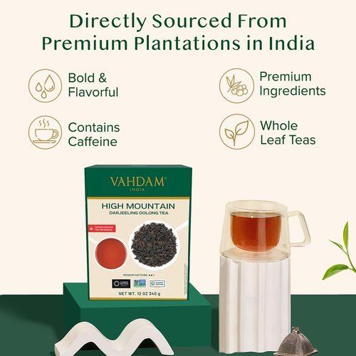 VAHDAM, High Mountain Oolong Tea Leaves From Himalayas - 340g/12oz (170 Cups) High Elevation Grown | Vacuum Sealed | Brew Hot, Iced Or Kombucha Tea | Loose Leaf Tea
