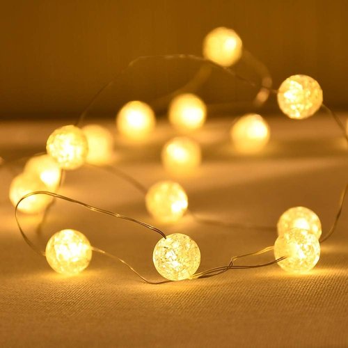 Grandhome Globe String Lights - 10ft 30 LED Warm White Crystal Ball Fairy Lights | Waterproof & Remote Control
