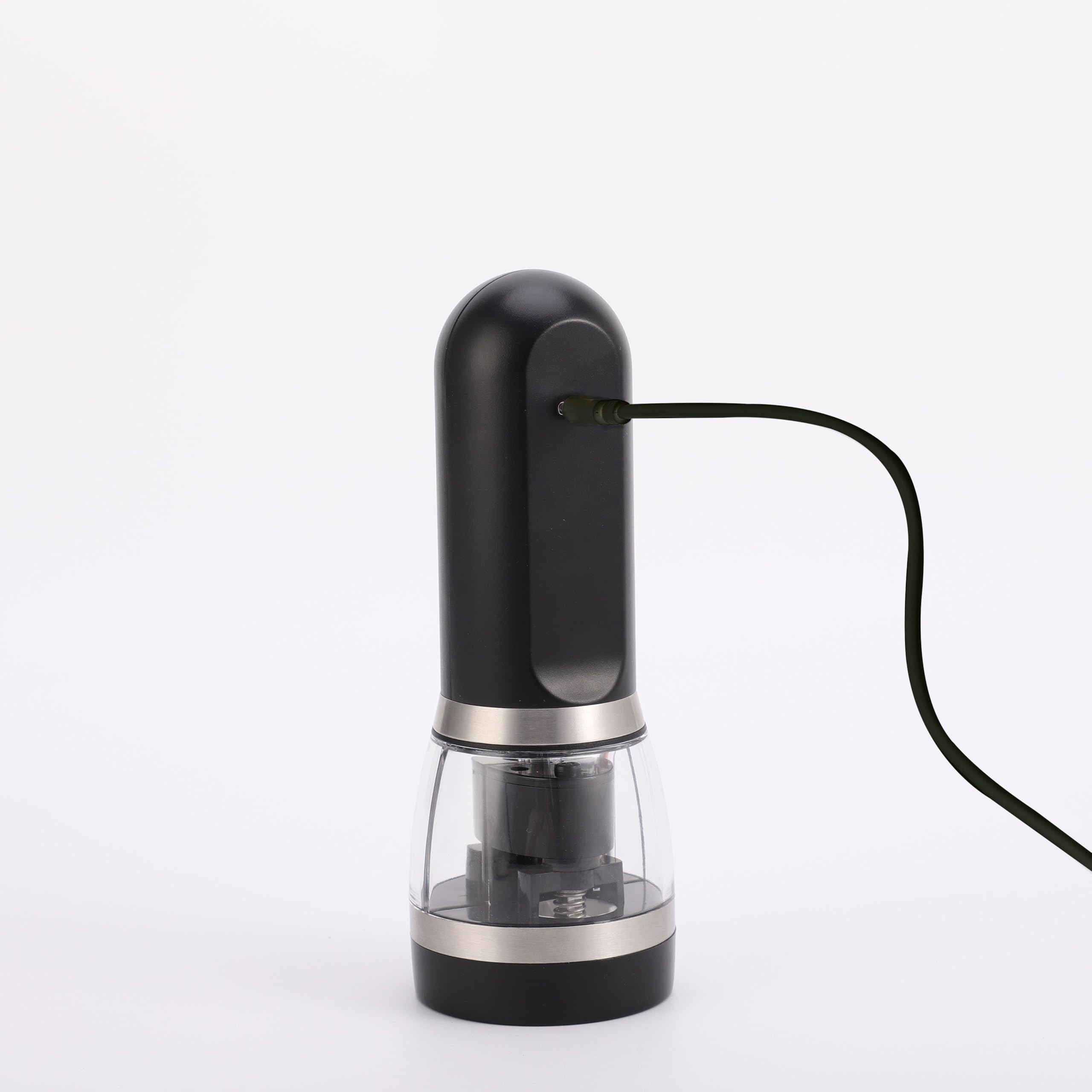 Electric Salt and Pepper Grinder 2-in-1, USB Rechargeable, Adjustable Ceramic Coarseness, LED Light, One-Handed Operation, Refillable, Black