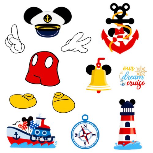 12Pcs Captain Mouse Cruise Door Decorations, Funny Mouse Ears Magnet for DCL Cruise& All Major Cruise Cartoon Mouse Birthday Party Supplies (Yellow)