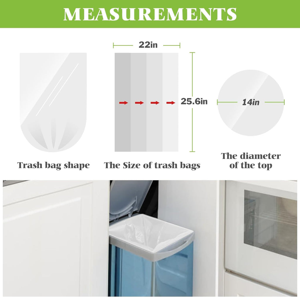 Teivio 8 Gallon Unscented Trash Bags - 300 Count Thick Plastic Liners for Home & Office | Clear
