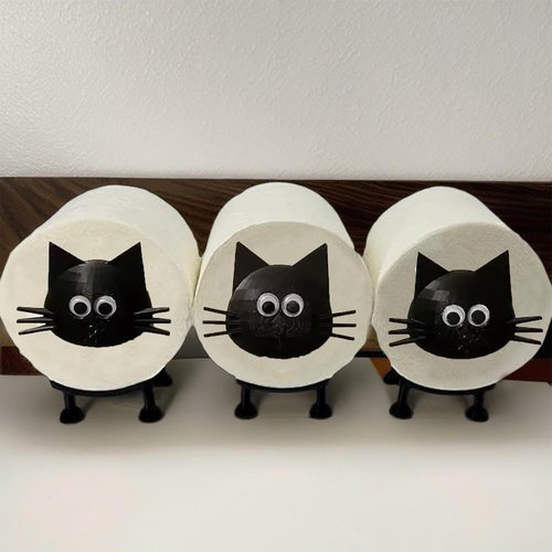 Cat Toilet Paper Holder - Funny Animal Paper Towel Holder for Bathroom Decor, Self Standing Unique 3D Printed with Durable Resin, 3pcs