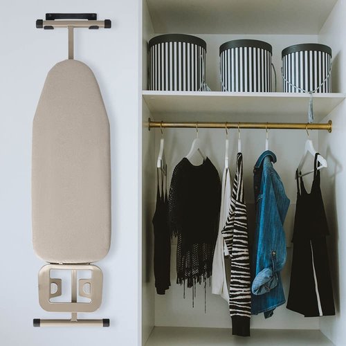 Ironing Board Hanger Wall Mount Ironing Board Holder Organizer Wall Rack for Laundry Rooms Storage Rack Hanging Shelf Hanger (Black)