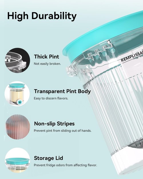 Togameoy Creami Swirl Containers NC701 NC701C + Swirl Nozzle Compatible with Ninja Swirl CREAMi Ice Cream and Soft Serve Maker, Creami Swirl Pints, Food-grade, Dishwasher Safe, 4 Pack, XSK7PNTLD2