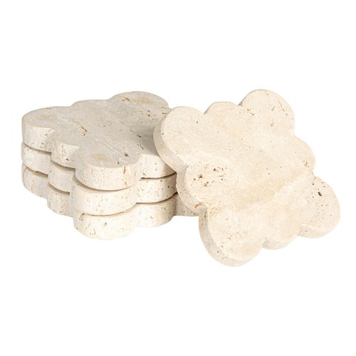 Creative Co-Op Tuscan Elegance Travertine Coaster Set, Natural, Set of 4
