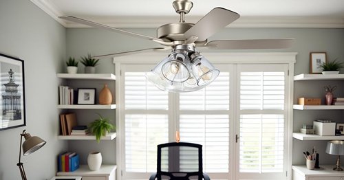 Aspen Creative 22016-1, Four-Light Ceiling Fan Light Kit with Pull Chain, Brushed Nickel Finish with Clear Glass Shades, 13-1/8" Diameter x 6-3/4" Height