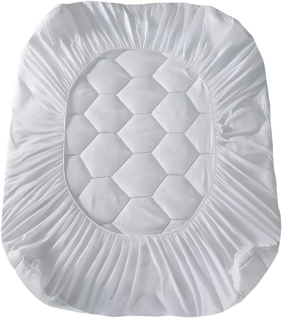 Queen Mattress Pad by [Brand Name] - Ultra Soft Quilted Fitted Topper for 8-21" Deep Pockets - White