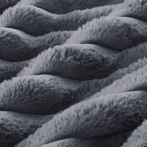Bedsure Faux Fur King Size Comforter Set - Grey Fluffy Comforter King Size, Soft and Cozy Shaggy Winter Bedding Comforter Sets, Warm Luxury Fuzzy Bed Set 3 Pieces, 1 Comforter and 2 Pillowcases