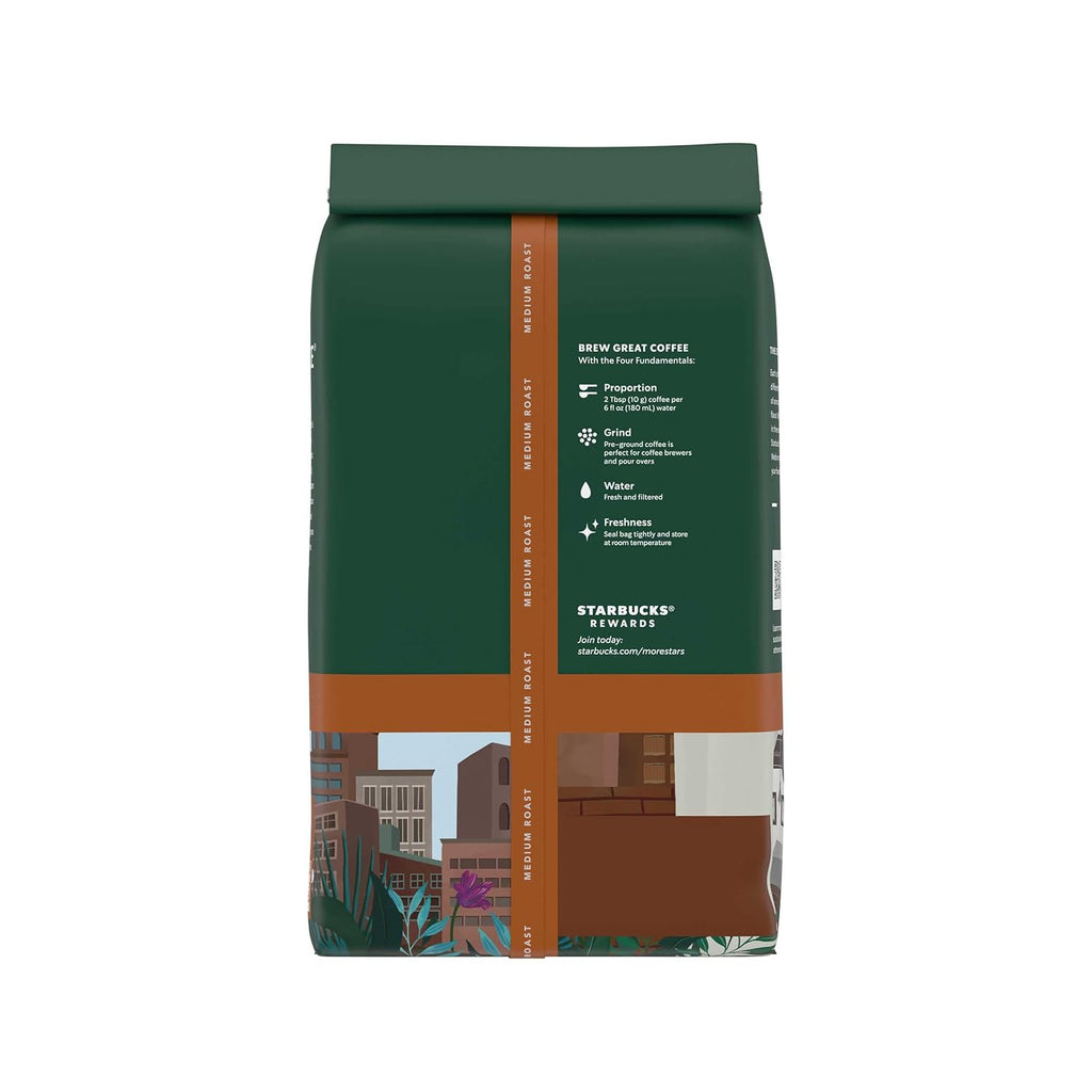 Starbucks Ground Coffee - Medium Roast Pike Place Roast | Six 18 oz Bags for Hot or Iced Coffee