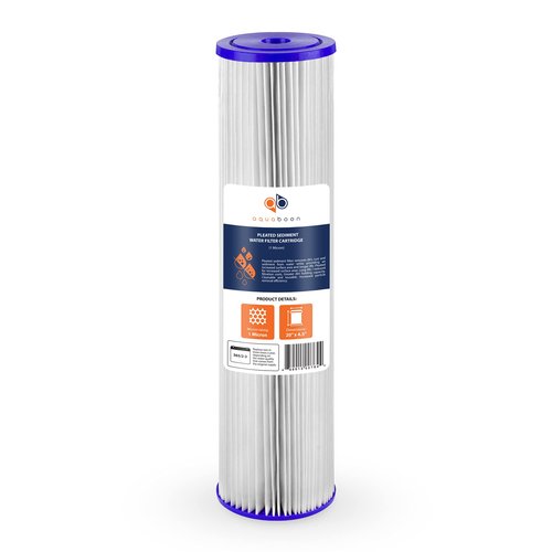 Aquaboon 1 Micron Whole House Pleated Sediment Water Filter Cartridge 20x4.5 Well Filter Replacement Compatible with ECP5-20BB, SPC-45-1005, 2 Pack