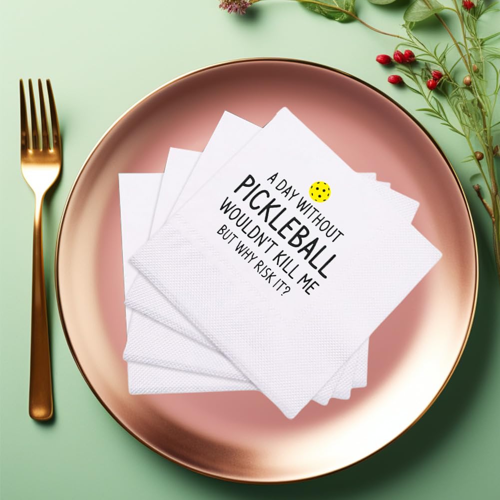VOWFOO Funny Pickleball Quote Cocktail Napkins 50Pcs - 'It's A Pickleball Thing' Paper Disposable Napkins for Players & Parties - 5 x 5 Two-ply