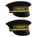 Beistle Conductor Hats – 2 Pack Black Train Conductor Costume Caps with Gold Embroidered Detail Vinyl Brim Railway Uniform Accessory for Cosplay Theater, Adult One Size