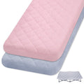 2 Pack Quilted Sheet for Regalo My Cot Portable Toddler Bed, Joovy Travel Cot (Sheet Only, Bed not Included), Soft Padded Cover, Pink & Grey