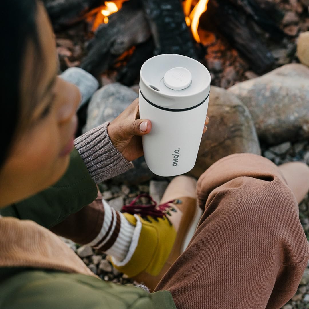Owala SmoothSip Insulated Stainless Steel Coffee Tumbler - Reusable 12 oz Hot & Iced Coffee Mug | Pink/Red