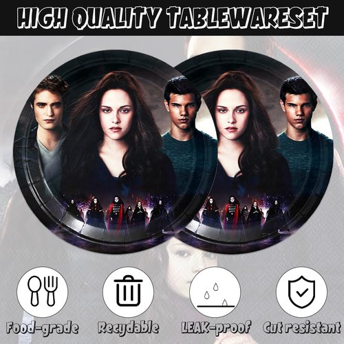 Autrpoweo 40pcs Saga of Twilight Party Decorations Tableware Dessert Plates and Napkins