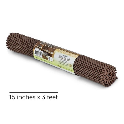SteadMax Shelf Liner, 15 inches x 6 feet Total, Non-Slip Ultra-Grip Mats for Kitchen or Bathroom Shelves, Cabinets, Pantry, Non-Adhesive Drawer Liner, Durable, Strong, Brown (2 Pack)